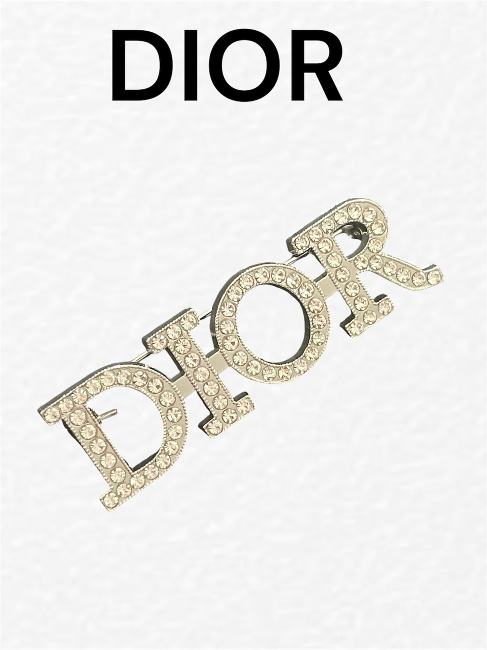 DIOR Silver Tone Clear Rhinestone Brooch Pin - Picture 4 of 5